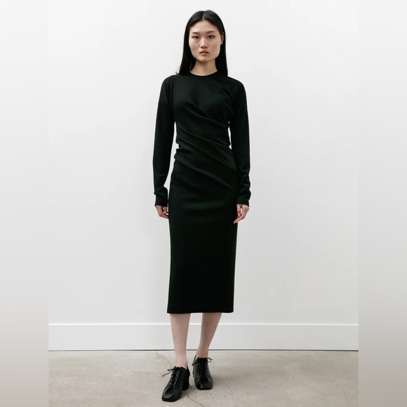 Toteme Twisted Jersey Midi Dress Elegant Black Dress Sz S 690$ - Picture 7 of 13
